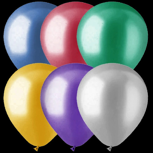 Metallic balloons in six different colors.