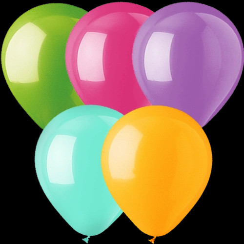 5 different pastel-colored balloons.