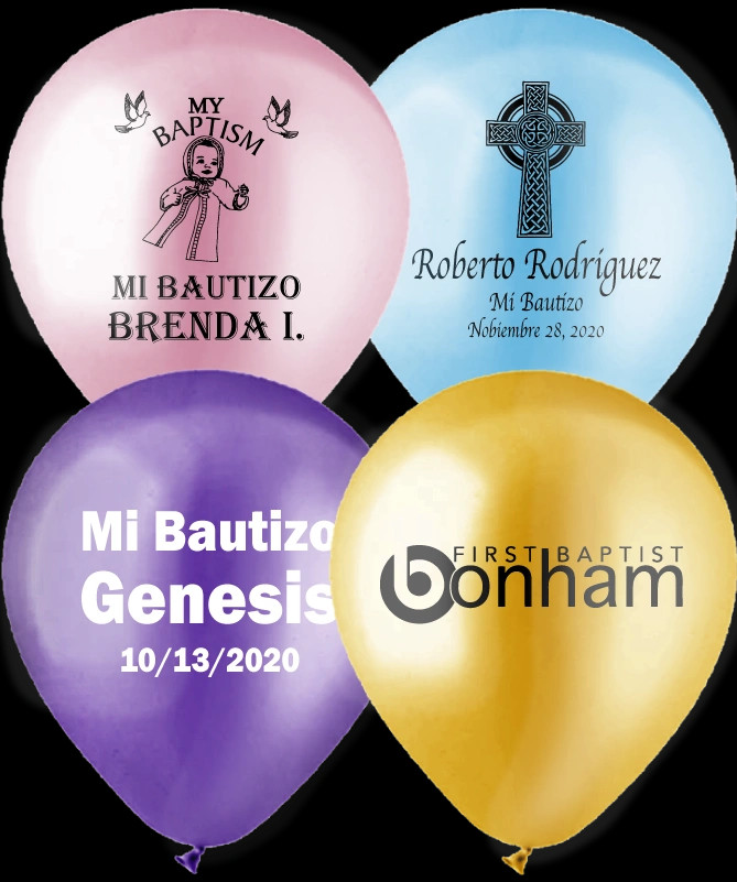 Custom Baptism Balloons.