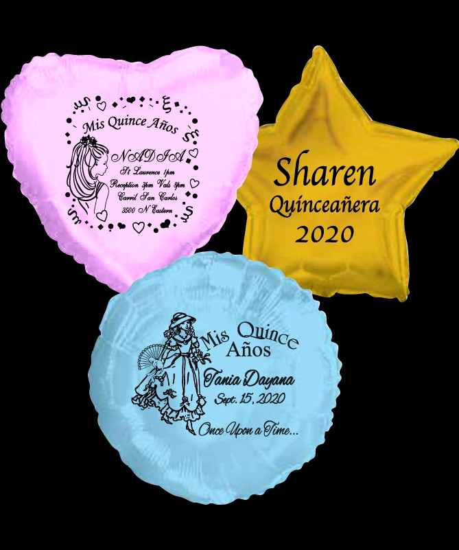 Quinceanera mylar balloons.